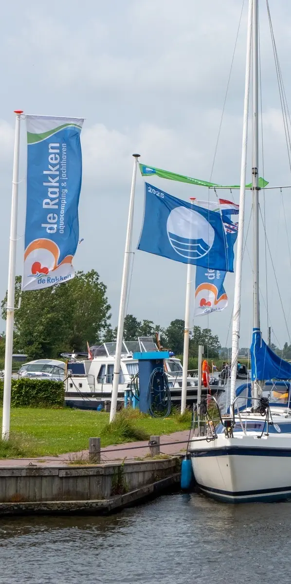 Blauwe vlag met groene wimpel bewerkt